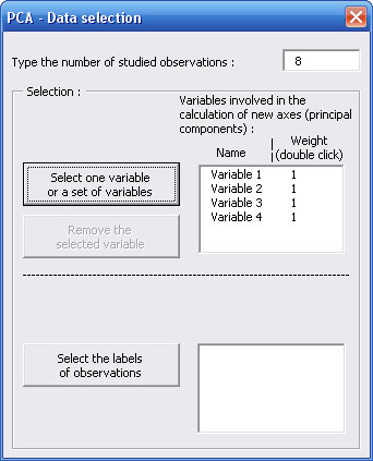 statel principal components analysis PCA excel