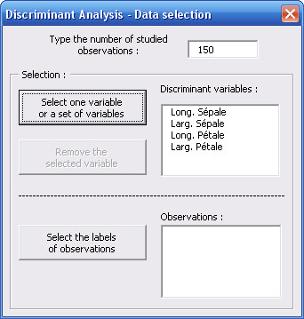 statel discriminant analysis excel