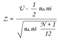 statel mann whitney test formula excel