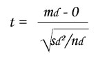 statel student test dependent means comparison formula excel