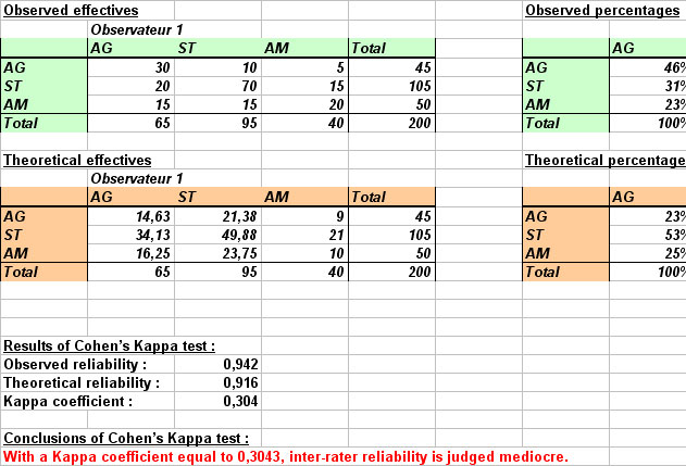 statel analysis concordance kappa test excel