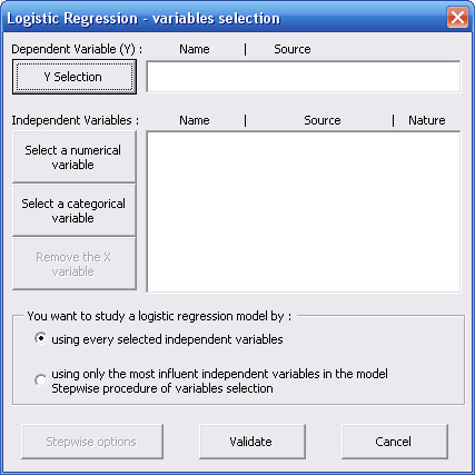 logistic regression selection variables statel