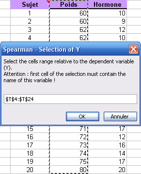 statel spearman correlation excel