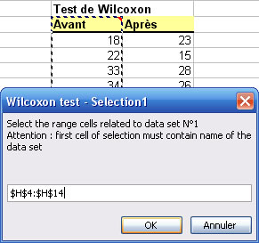 statel wlicoxon test excel